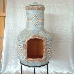 Cheminée extérieure en argile à bois avec support en métal, foyer rustique en <span class=keywords><strong>terre</strong></span> <span class=keywords><strong>cuite</strong></span>, pour Patio - Product Image 3