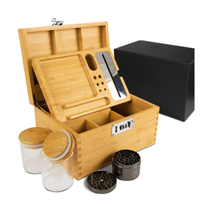 Factory Customized Large Bamboo Box With Combination Lock Home Storage Box Locking Glass Jars Wood Stash Box