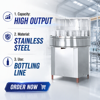 Machine à laver et à rincer les bouteilles en verre de sorgho semi-automatique HYWB-10W |   Laveurs à eau/à air, roulements en acier inoxydable, boîtes en plastique