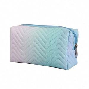 Bolsa de Cosméticos de Viaje de Gran Capacidad para Mujer, de Cuero PU, Color Degradado, Bolsa de Aseo, Bolsa de Maquillaje - Product Image 1