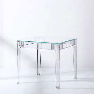 Mobili da pranzo moderni Design semplice piano <span class=keywords><strong>in</strong></span> vetro <span class=keywords><strong>trasparente</strong></span> Base <span class=keywords><strong>in</strong></span> <span class=keywords><strong>plastica</strong></span> tipo quadrato - Product Image 3