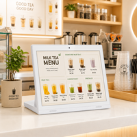 Pantalla LCD de Escritorio con Forma de L para Tablet Android, Señalización Digital, Menú Electrónico, Táctil Capacitiva de 10/14/15/21.5 Pulgadas para Tiendas de Té con Leche