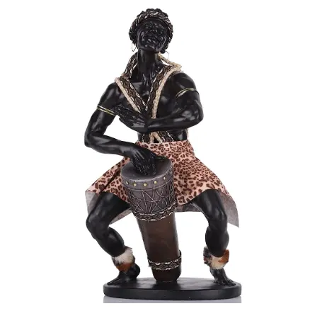 Resin African tribal black desk cabinet living room decorated statue