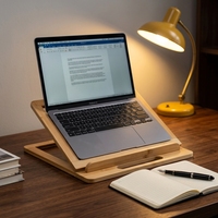 Support d'ordinateur en bambou pliable, support compact pour ordinateur portable, support de refroidissement, support portable en bois massif pour iPad, tablette, mini-support