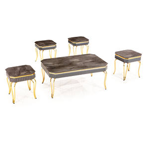 Juego de Mesa de Centro Moderno y Lujoso con Tapa de Madera y Estructura Metálica, Diseño Antiguo, Muebles para Sala de Estar, Decoración Duradera para el Hogar - Product Image 4