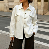 Veste décontractée ample en faux daim pour femme, style streetwear transfrontalier euro-américain, à manches longues, avec poches à revers
