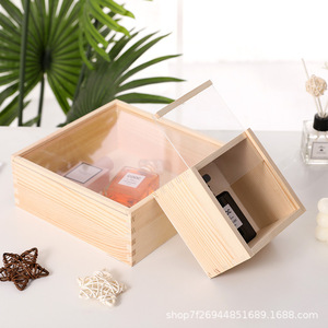 Boîte de rangement en bois carrée 12x12x8cm pour la décoration de la maison, type présentoir à ornements - Product Image 4