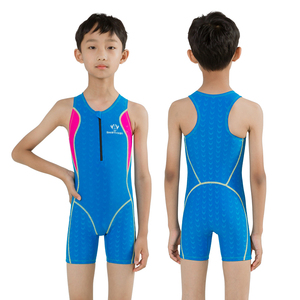 Combinaison d'entraînement Rash Guard pour garçons et filles, sans manches, fermeture éclair sur le devant, nylon et élasthanne, jambe courte, vert, bleu, orange, OEM - Product Image 3