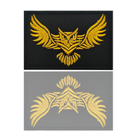 Applique en tissu brodée or, motif hibou ailé, réaliste, à coudre pour sac, chapeau, chemise, patch tactique hibou