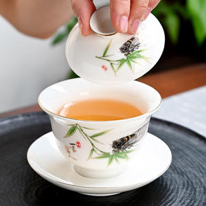 Juego de té Kung Fu de porcelana blanca Dehua, caja de regalo Gaiwan, juego completo con tazas para regalos de Año Nuevo Chino. - Product Image 2