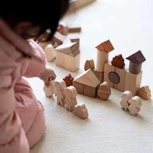 Bloques de construcción de madera maciza, juguetes educativos de partículas grandes para niños de 2 a 4 años, juego de ensamblaje unisex - Product Image 1