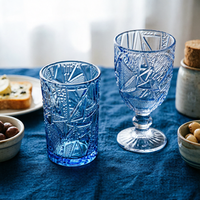 Verre à vin rouge haut de gamme vintage 320 ml, motif gaufré rétro européen, fait main, écologique, géométrique, pour les fêtes