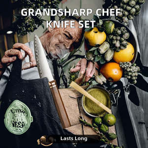 Juego de Cuchillos de Cocina AR KNIVES, Acero al Carbono, Santoku, Nakiri, Multiusos, para Pelar, Mango de Madera Natural Africana, Acabado Pulido de Cobre Blanco - Product Image 2