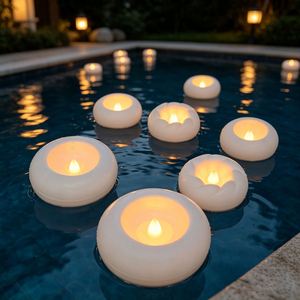 Bougie LED sans flamme rechargeable Oshine, alimentée par batterie, flottante sur l'eau, en matériau PP, pour mariage, piscine et décoration intérieure, Diwali - Product Image 1