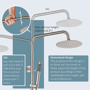 Juego de ducha Apple Shower de acero inoxidable 304 cepillado con diseño de tres funciones de mezcla y elevación para baño - Product Image 4