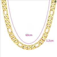 Fatingna Vente en gros Collier chaîne Franco en acier inoxydable plaqué or 18 carats, forme géométrique, pour homme, Figaro, 6mm 8mm 10mm 12mm