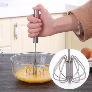 Household Semi-automatic <strong>Rotating</strong> Whisk Stainless Steel Hand <strong>Egg</strong> Cream Utensils Whisk Manual Mixer - Product Image 3