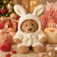 Groothandel Schattige Badjas Beer Pluche Speelgoed Zachte Gevulde Teddybeer Konijnenoren Pop Verjaardag Kerst Valentijn Cadeau