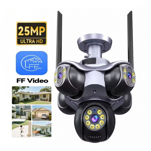 Best-selling Outdoor PTZ Five-lens Five-screen High-definition CMOS Night Vision Two-way Audio IP66 Waterproof Panoramic