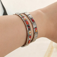 Bracelet à breloques italien tendance DIY, thème patriotique, en acier inoxydable, accessoires de couture, série rouge