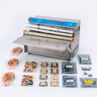 Machine d'emballage sous vide automatique robuste de bureau 600 mm avec pompe électrique externe 0,36 kW en acier inoxydable pour boîtes alimentaires et feuilles d'aluminium
