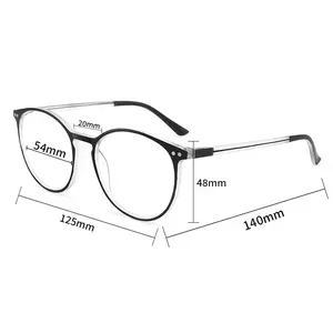 Fashion Retro Round Glasses Frame Oversize Design Anti Blue Light Blocking Plastic Reading Glasses For Men For Women