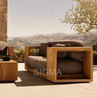 2025 nouveau patio style moderne en bois massif teck meubles Villa salle à manger ensemble fauteuil
