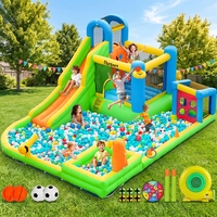 Château gonflable d'extérieur avec toboggan aquatique et piscine flottante, équipement de jeu souple, en stock aux États-Unis