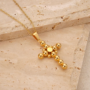 Collar Cruzado para Mujer, Acero Inoxidable 304, Chapado al Vacío en Horno, Colgante sin Incrustaciones, Joyería de Moda, Diseño Simple - Product Image 4