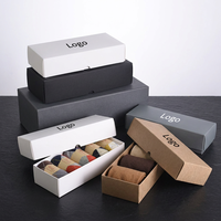 Boîte tiroir en carton pliable et recyclable pour chaussettes, conteneur épais en kraft avec pelliculage mat, emballage personnalisé pour la vente au détail de vêtements