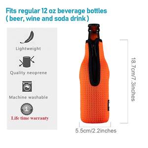 Fundas Aislantes para Botellas de Cerveza de 12oz/330ml, Cubiertas Refrigerantes para Botellas Estándar, Chaqueta con Cierre para Botellas de 12oz, Porta Botellas - Product Image 5