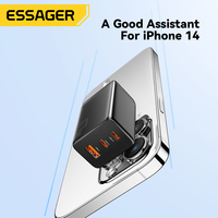 Cargador Rápido GaN ESSAGER G671A2CU1 Serie 2C1A de 3 Puertos y 67W con USB Tipo C para Teléfono Celular