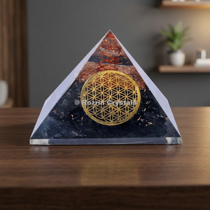 Pirámide de Orgón con Incrustaciones de Turmalina Negra de Rozrin Crystals, Arte Ecológico Coleccionable para Decoración del Hogar, Set de Reiki - Product Image 2