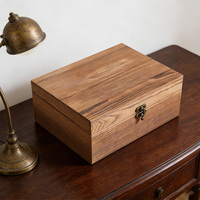 Boîte de rangement vintage en bois de pin écologique, polie et personnalisable, pour bijoux et montres