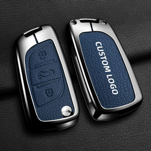 Étui de protection pour clé de voiture en alliage de zinc et cuir pour Citroën C4 <span class=keywords><strong>C5</strong></span> C4L Triumph, <span class=keywords><strong>coque</strong></span> de protection pour clé de voiture - Product Image 4