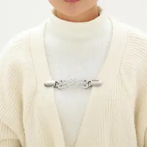 Retro Cardigan maglione collare Clip fiori antichi modello scialle Clip abiti scialle Clip per le donne ragazze - Product Image 5