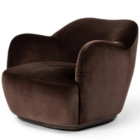 Fauteuil pivotant d'appoint moderne en velours de haute qualité, couleur marron, pour la maison, le bureau, le salon, la chambre à coucher