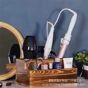Support de sèche-cheveux en bois, support de style européen, étagère suspendue, étagère de rangement, support de sèche-cheveux pour salon de coiffure, rangement pour salle de bain - Product Image 1