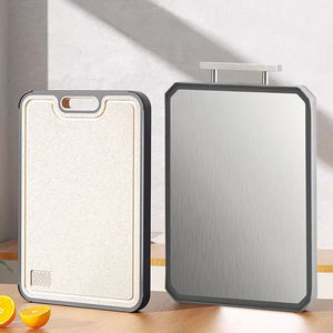 Tabla de Cortar de Fibra de Trigo de Acero Inoxidable de Doble Cara con Borde de Silicona Antideslizante para la Preparación de Alimentos en la Cocina Familiar - Product Image 1