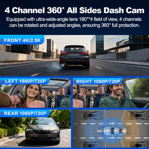 Caméra embarquée 4 canaux 4K, vue à 360°, caméras avant/arrière gauche/droite, vision nocturne, 5G WiFi, contrôle par application, GPS, enregistreur vidéo de stationnement - Product Image 2