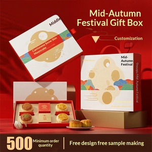 Custom Luxury Mid-Autumn Mooncake <b>Gift</b> <b>Boxes</b> with Handle, Premium Bakery Egg Yolk Pastry Flap Top <b>Empty</b> Packaging - Product Image 3