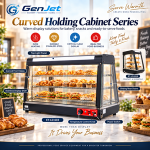 Vitrina Comercial Curva con Calefacción y Estantes de Varios Niveles para Panadería, Cafetería, Pastelería, Pizza y Servicio de Mostrador de Aperitivos - Product Image 4