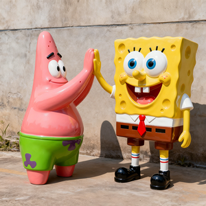 Escultura de Resina de Tamaño Real con Diseño Personalizado, Personaje de Dibujos Animados de <span class=keywords><strong>Bob</strong></span> <span class=keywords><strong>Esponja</strong></span>, Pintura de Animales de Fibra de Vidrio Duradera - Product Image 2