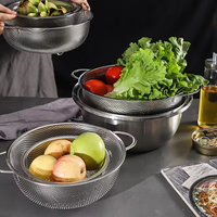 Coladores de Acero Inoxidable Microperforados, Coladores de Malla Metálica para Frutas y Verduras con Mango