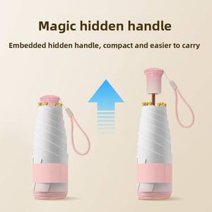 Parapluie pliable télescopique à 5 plis avec dégradé de couleurs, léger, compact, portable, capsule, commande manuelle, protection solaire et UV pour filles - Product Image 5