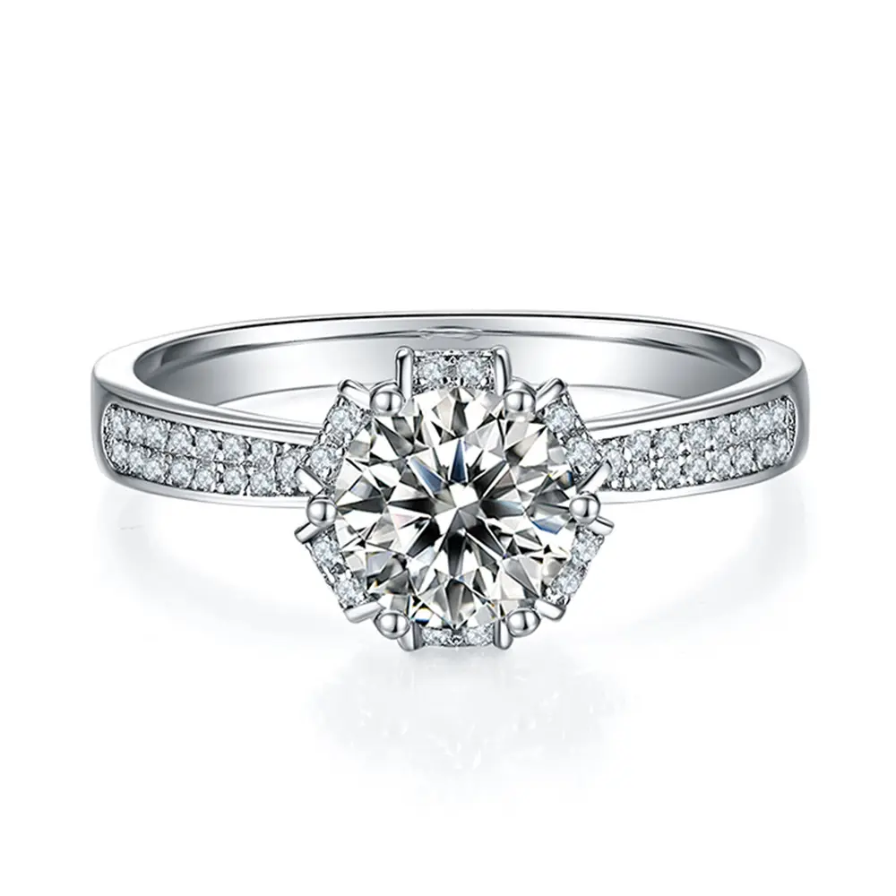 Wholesale 925 Sterling silver Wishing flower Moissanite diamond ring high-quality one carat Moissanite diamond ring ladies
