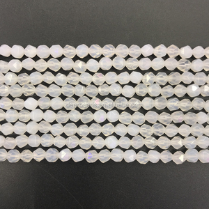 Cuentas de ágata blanca con corte de diamante facetado de estrella natural, cadena de cuentas de piedra de ágata para fabricación de joyas 6mm 8mm 10mm, longitud 38cm 15" - Product Image 3