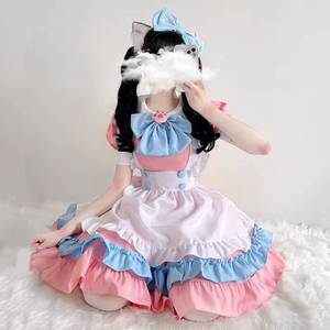 Disfraz de Sirvienta Rosa con Lazo, Vestido Lolita Adorable, Atuendo de Cosplay para Fiesta y Actuación - Product Image 5
