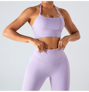 Wholesale Women Square Neck Yoga Bra Halter Multi Cross Strappy <b>Back</b> Removable Pad Sports Bra <b>Low</b> Impact Athletic Crop <b>Top</b> - Product Image 3
