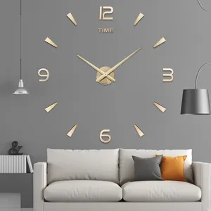 37 אינץ בית תפאורה תליית reloj דה pared DIY 3D אקריליק מירור מדבקות קיר שעון